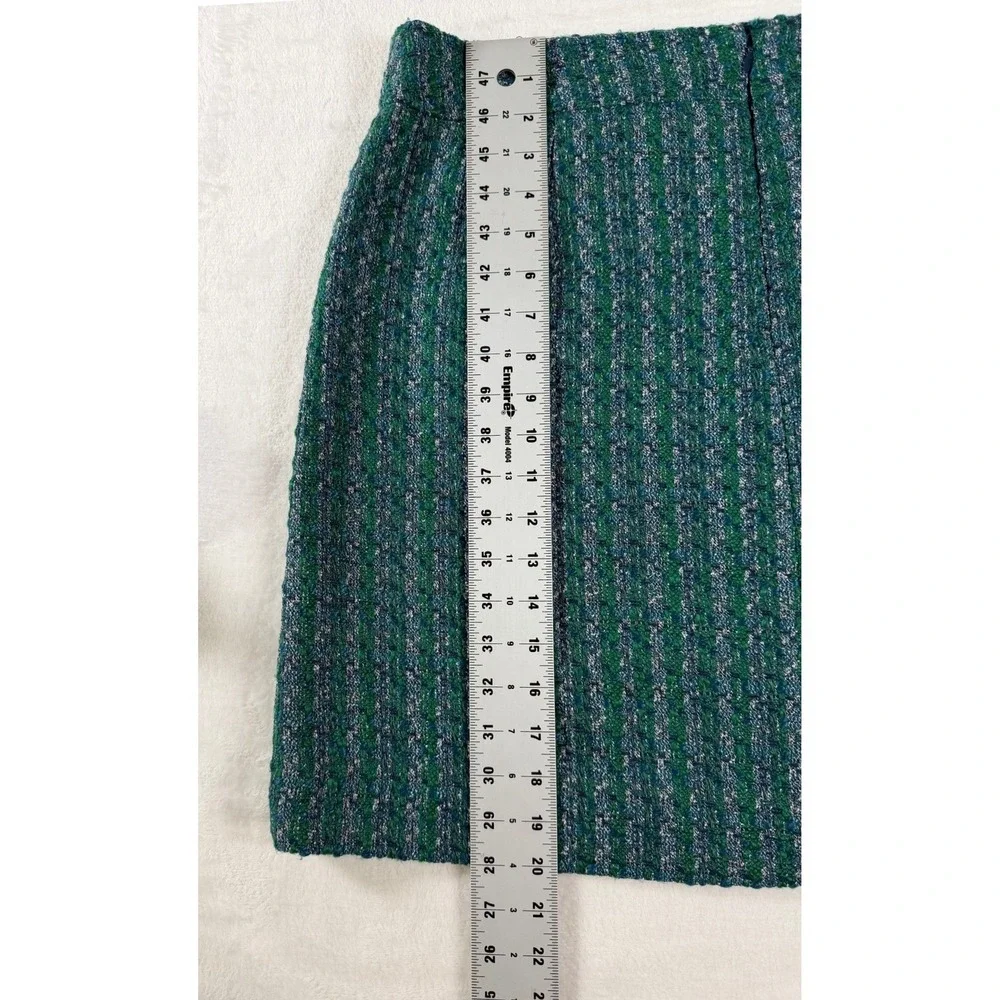 J.Crew‎ Tweed Woven Two-Piece Set Women Top XL Skirt 16 Green Blue Elevated